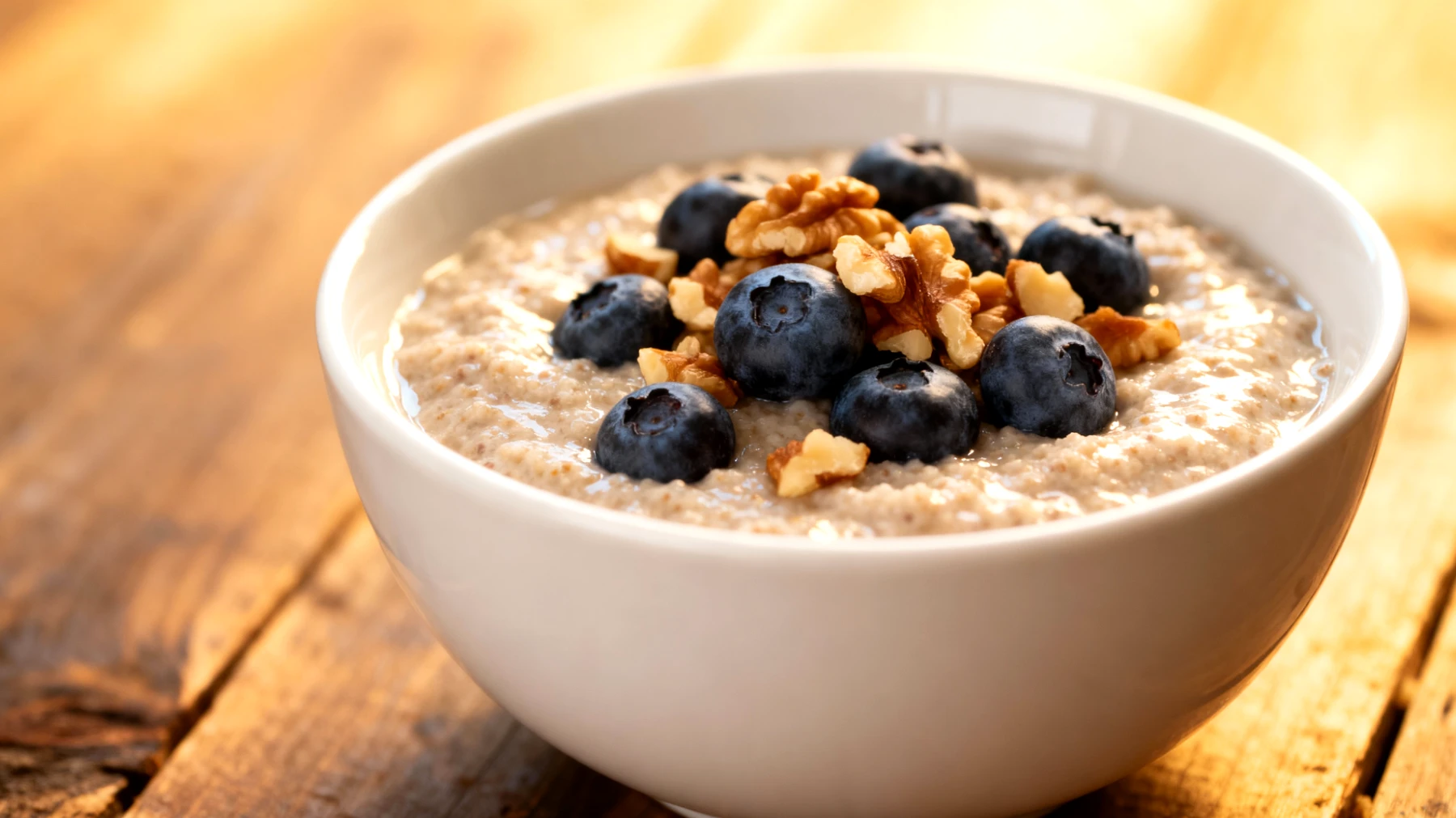 Amaranth-Pudding mit Walnüssen und Heidelbeeren"